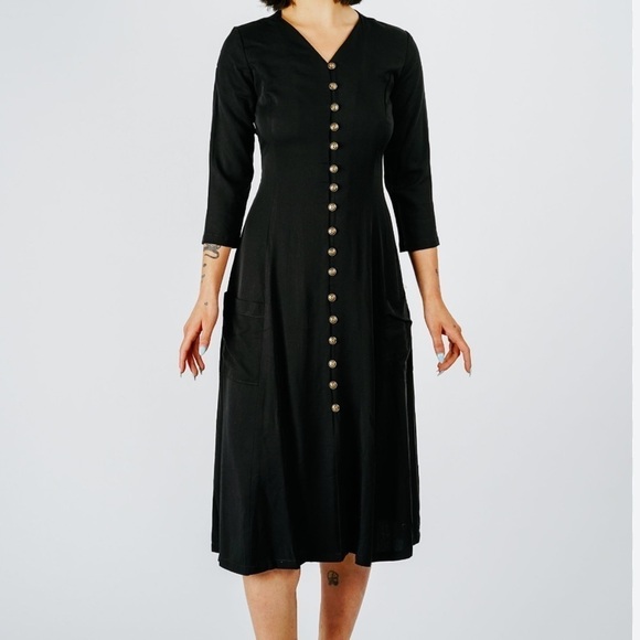 Pier 1 Imports Black Vintage Lace Button Down Cardigan/Dress | SIZE S - Picture 1 of 9